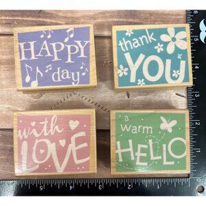 Hero Arts Wood Mounted Rubber Stamp Set Of 4 Confetti Greetings hello love thank
